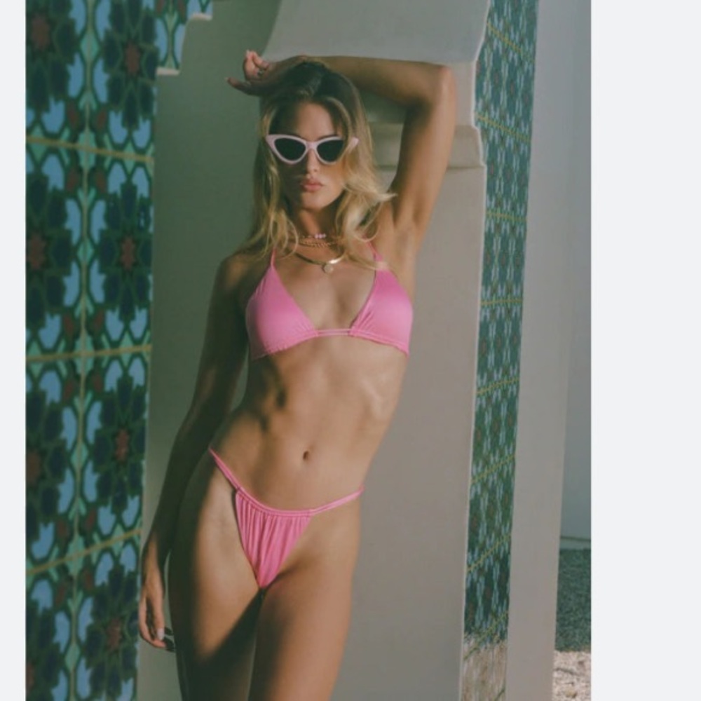 Monica Hansen Pink Miami Vice High Cut 90’s Vibe Double String Bikini S Italy